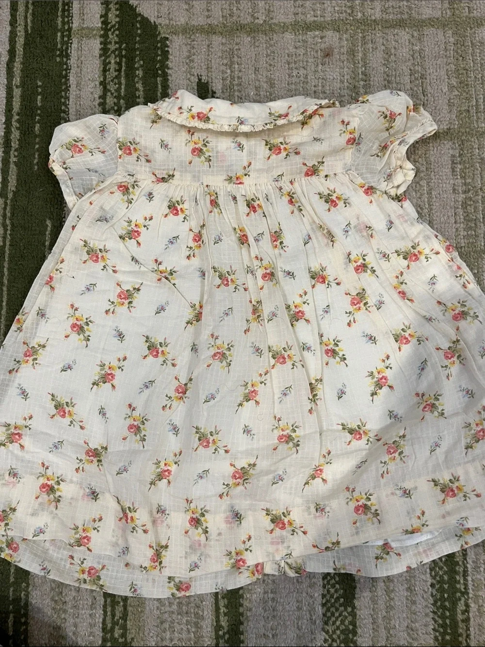 Ralph Lauren Floral Baby Dress - Cream with Pink & Yellow Flowers 9M
